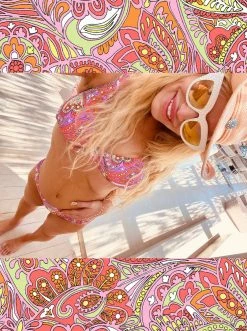 Amerex Flower Child Side Shirred Hipster In Mandarin Swim