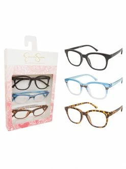 CIO Set Of 3 Rectangular Readers In Tortoise, Multi Stripe & Black