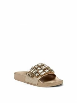 Camuto Shoes Stazee Flat Slide In Champagne