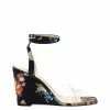 Camuto Arlisa Wedge Sandal In Clear & Black Floral Shoes