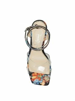 Camuto Arlisa Wedge Sandal In Clear & Black Floral Shoes