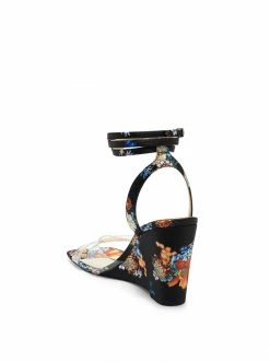 Camuto Arlisa Wedge Sandal In Clear & Black Floral Shoes