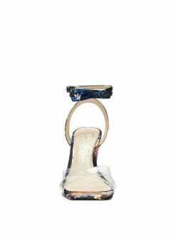 Camuto Arlisa Wedge Sandal In Clear & Black Floral Shoes