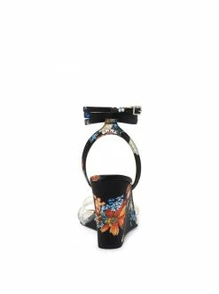 Camuto Arlisa Wedge Sandal In Clear & Black Floral Shoes