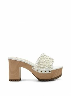 Camuto Telina Platform Slide In White Pearl