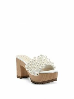 Camuto Telina Platform Slide In White Pearl