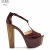 Camuto Dany T-Strap Platform Sandal In Red Snake