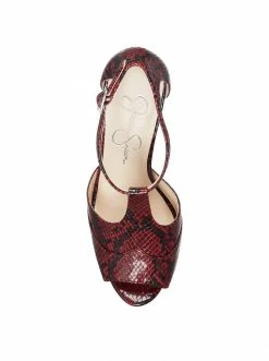 Camuto Dany T-Strap Platform Sandal In Red Snake