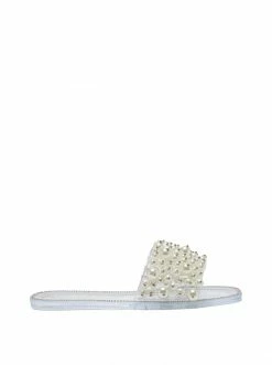 Camuto Kassime Flat Slide In Clear And Pearl