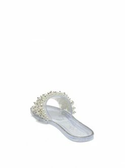Camuto Kassime Flat Slide In Clear And Pearl