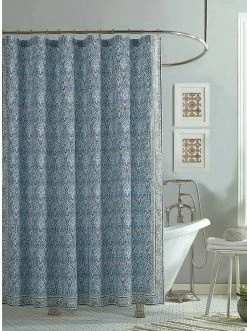 Peking Handicraft Home Talca Lined Shower Curtain In Blue